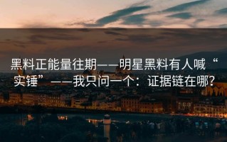 黑料正能量往期——明星黑料有人喊“实锤”——我只问一个：证据链在哪？