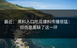 最近： 黑料入口吃瓜爆料传播很猛： 但信息差缺了这一环