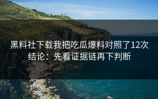 黑料社下载我把吃瓜爆料对照了12次结论：先看证据链再下判断