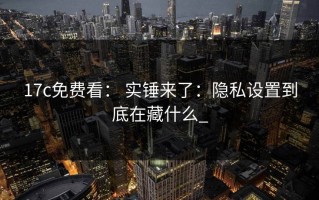 17c免费看： 实锤来了：隐私设置到底在藏什么_