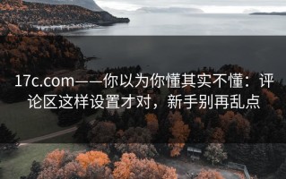 17c.com——你以为你懂其实不懂：评论区这样设置才对，新手别再乱点