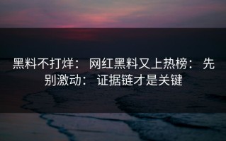 黑料不打烊： 网红黑料又上热榜： 先别激动： 证据链才是关键