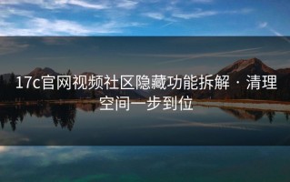 17c官网视频社区隐藏功能拆解 · 清理空间一步到位