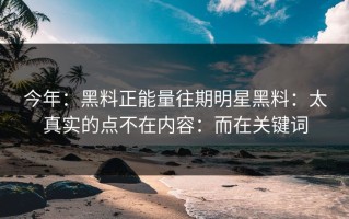 今年：黑料正能量往期明星黑料：太真实的点不在内容：而在关键词