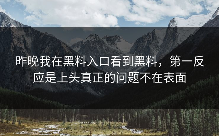 昨晚我在黑料入口看到黑料，第一反应是上头真正的问题不在表面-第1张图片-17c影院免费 - 日韩无广告观看