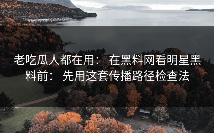 老吃瓜人都在用： 在黑料网看明星黑料前： 先用这套传播路径检查法-第1张图片-17c影院免费 - 日韩无广告观看