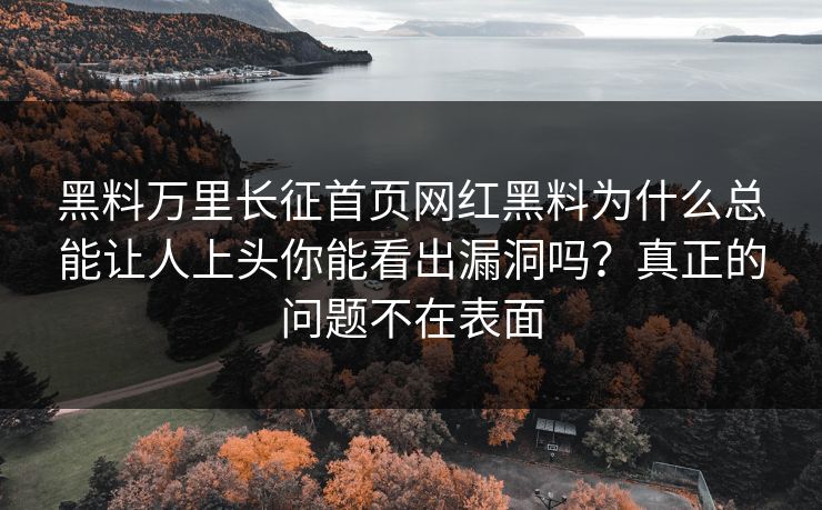 黑料万里长征首页网红黑料为什么总能让人上头你能看出漏洞吗？真正的问题不在表面-第1张图片-17c影院免费 - 日韩无广告观看