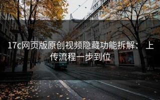 17c网页版原创视频隐藏功能拆解： 上传流程一步到位