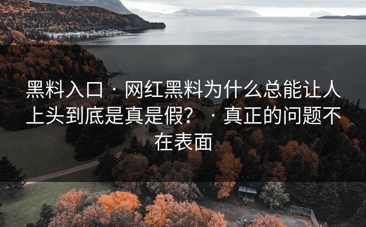 黑料入口 · 网红黑料为什么总能让人上头到底是真是假？ · 真正的问题不在表面